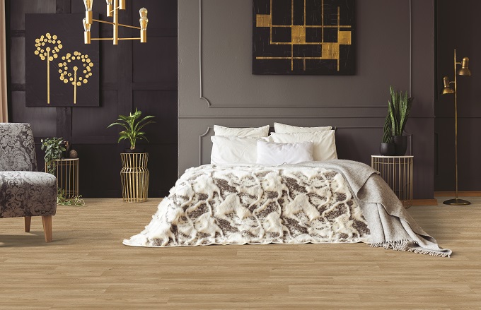 Luxury vinyl flooring in master bedroom
