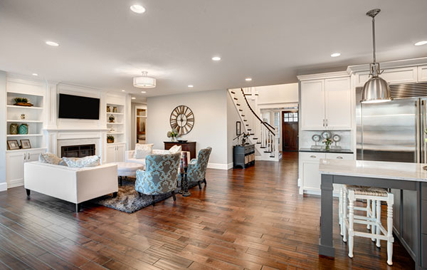 furnished living room hardwood floor