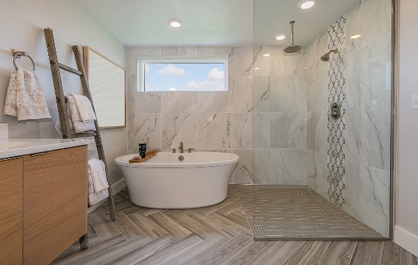 Bathroom with Patterned Flooring