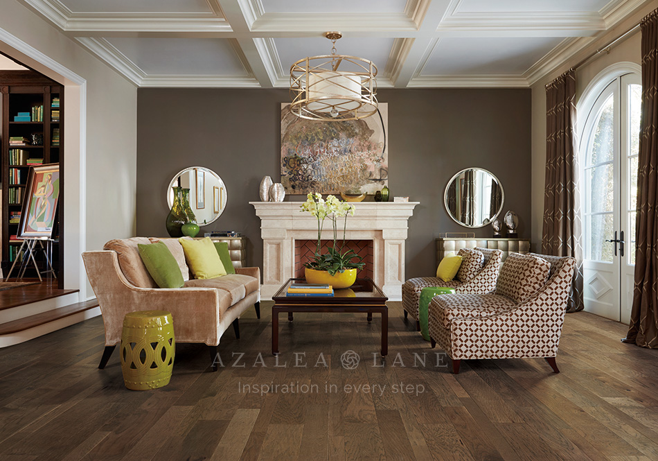 Azalea Lane Hardwood Cypress Pointe Sparrow in formal living room