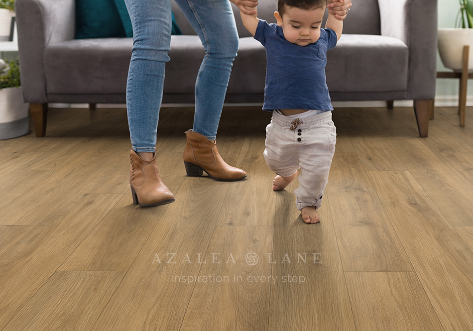 Azalea Lane Waterproof Luxury Vinyl Zion toddler walking on floors