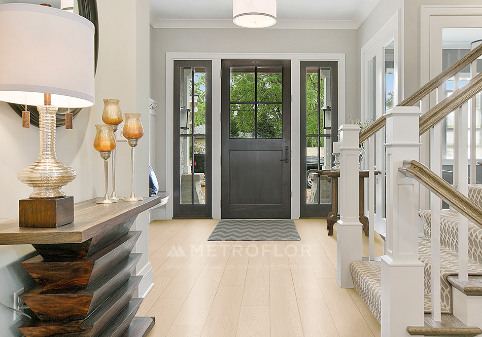 Inception 120 color Calming Oak waterproof flooring in entryway